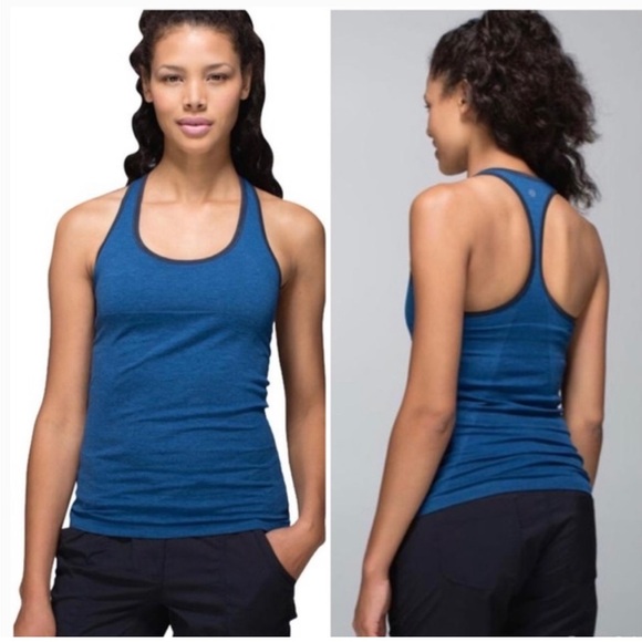 lululemon athletica Tops - Lululemon Ebb and Flow Racerback Tank- padded bra- size 12-blue